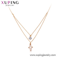 44159 Xuping collar de cadena chapado en oro de joyería, último diseño 18k collar de cruz de oro